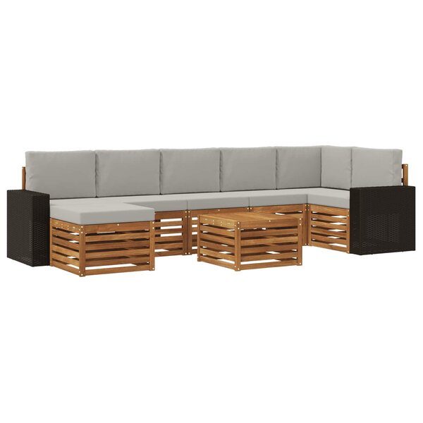 vidaXL Ensemble de canapés d'extérieur 8 Pièces Naturel et gris clair