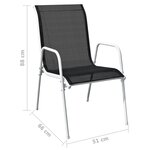 vidaXL Mobilier de salle à manger d'extérieur 9 Pièces Acier Noir