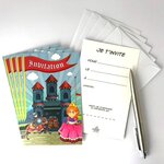 Lot 5 cartes "invitation" princesse chevalier avec 5 enveloppes blanches 9x14cm