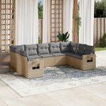 vidaXL Salon de jardin avec coussins 9 Pièces beige résine tressée