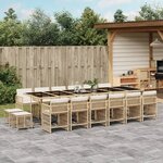 vidaXL Ensemble à manger de jardin et coussins 17 Pièces beige