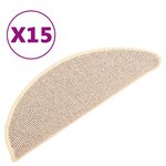 vidaXL Tapis de marches d'escalier 15 Pièces Blanc et marron 65x21x4 cm