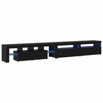 Meubles TV vidaXL 3 Pièces avec éclairage LED en chêne noir en bois d'ingénierie