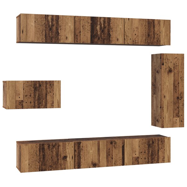 vidaXL Ensemble meuble TV 8 Pièces Bois ancien 30 5 x 30 x 90 cm