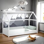 Lit enfant 90x200 matelas cabane barrières