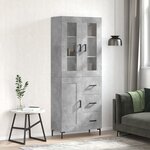 vidaXL Buffet haut Gris béton 69 5x34x180 cm Bois d'ingénierie