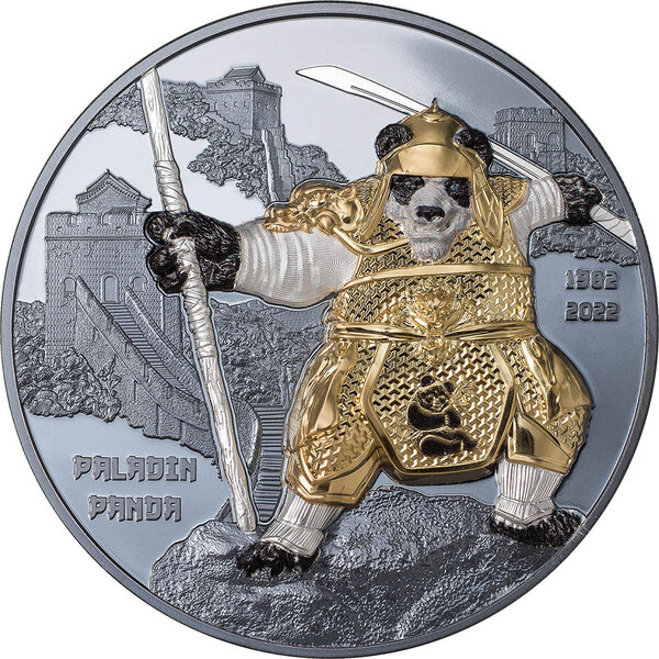 Monnaie PALADIN PANDA 40th Anniversary 3 Oz Argent 20$ Palau 2022