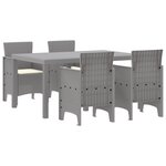 vidaXL Set de salle à manger de jardin 5 pièces avec coussins en rotin gris clair