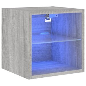 vidaXL Meuble TV mural avec lumières LED sonoma gris 30x28 5x30 cm