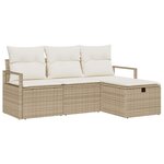 vidaXL Ensemble de Canapés avec coussin 4 Pièces Beige et crème polyrotin