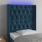 vidaXL Tête de lit à LED Bleu foncé 83x16x118/128 cm Velours