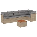 vidaXL Salon de jardin avec coussins 7 Pièces beige résine tressée
