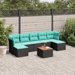 vidaXL Salon de jardin 8 Pièces avec coussins noir résine tressée