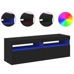 vidaXL Meubles TV avec lumières LED 2 Pièces Noir 60x35x40 cm