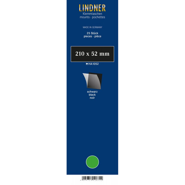 Bandes simple soudure 210 x 52 mm pour timbres-poste. Fond - Noir