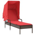 vidaXL Chaise longue avec auvent et table marron résine tressée