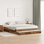 vidaXL Cadre de lit avec rangement Bois ancien 236 5 x 180 x 31 5 cm