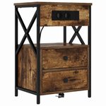 vidaXL Cabinet de chevet avec tiroir 2 Pièces Chêne fumé 40 x 31 x 60 cm