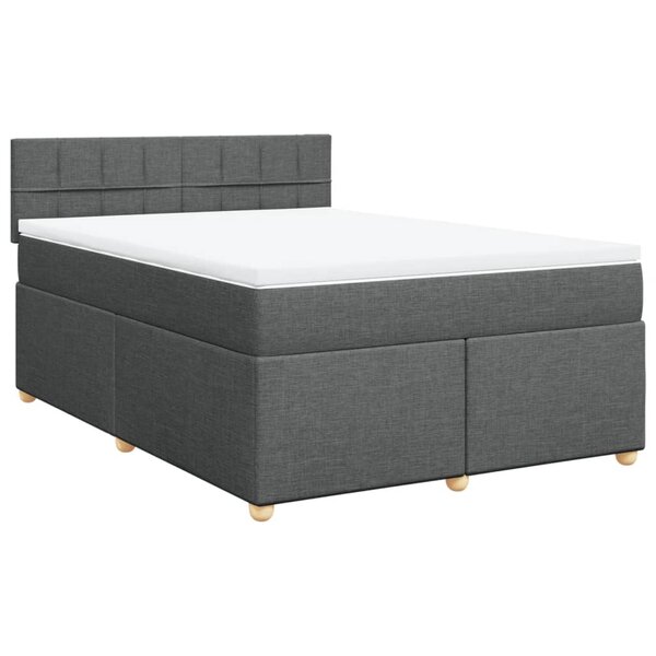 vidaXL Sommier à lattes de lit avec matelas Gris foncé 160x200cm Tissu