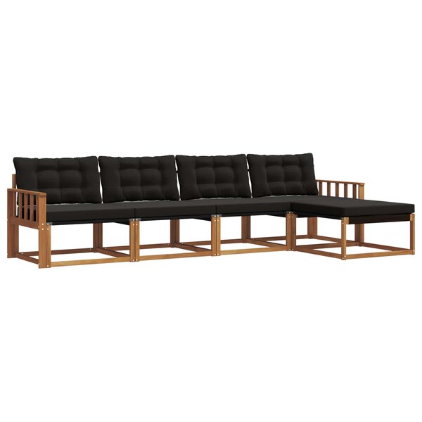 vidaXL Ensemble de canapés d'extérieur 5 pc Naturel et Noir