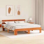 vidaXL Cadre de lit avec tête de lit Brun cire 200 x 200 cm Pin massif
