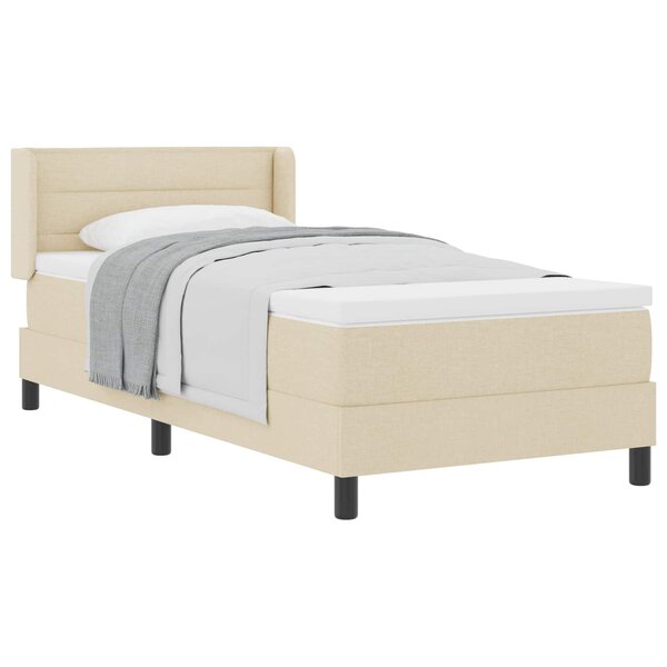 vidaXL Lit à ressorts avec tête de lit Crème 200 x 100 cm tissu