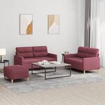 vidaXL Ensemble de canapés 3 Pièces avec coussins Rouge bordeaux Tissu