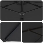 vidaXL Parasol cantilever de jardin Noir 372 x 198 x 243 cm