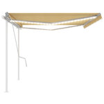 vidaXL Auvent manuel rétractable avec LED 5x3 5 m Jaune et blanc