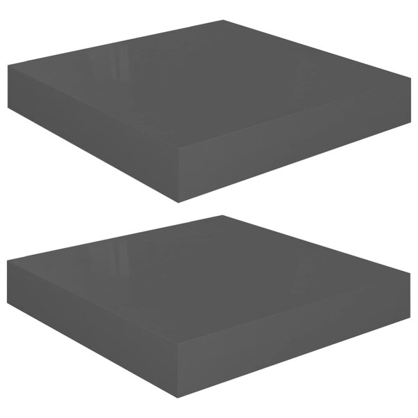 vidaXL Étagère murale flottante 2 Pièces Gris brillant 23x23 5x3 8 cm MDF
