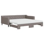 vidaXL Lit de jour avec gigogne et matelas taupe 100x200 cm tissu