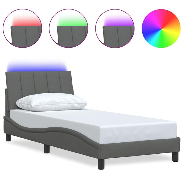 vidaXL Cadre de lit sans matelas Hanko gris foncé 90x200 cm tissu