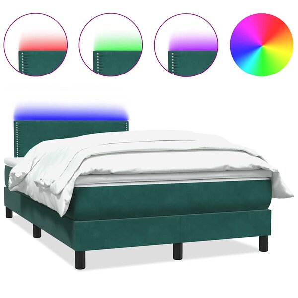 vidaXL Sommier à lattes de lit et matelas et LED vert foncé 120x220cm velours