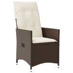 vidaXL Chaise inclinable de jardin avec coussins marron résine tressée