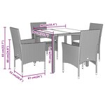 vidaXL Ensemble à manger de jardin et coussins 5 Pièces beige rotin verre