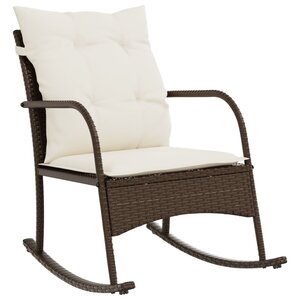 vidaXL Chaise à bascule de jardin avec coussins marron résine tressée