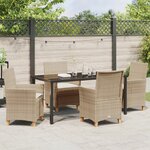 vidaXL Ensemble de salle à manger de jardin 5 pièces avec coussins Beige Poly Rattan