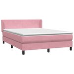 vidaXL Sommier à lattes de lit avec matelas rose 160x220 cm velours