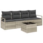 vidaXL Ensemble de canapé de jardin 5 Pièces Gris clair  Gris foncé