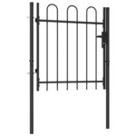 vidaXL Portillon simple porte avec dessus arqué Acier 1x1 m Noir