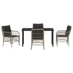 vidaXL Ensemble de repas de jardin 5 pièces avec coussins gris clair en poly rattan