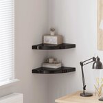 vidaXL Étagères d'angle flottantes 2Pièces noir brillant 35x35x3 8 cm MDF