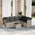 vidaXL Salon de jardin avec coussins 7 Pièces gris clair résine tressée