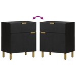 vidaXL Table de chevet noir 50x33x60 cm bois d'ingénierie