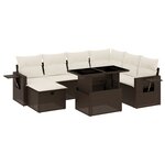 vidaXL Salon de jardin 8 Pièces avec coussins marron résine tressée