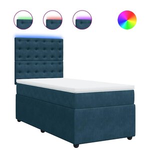 vidaXL Sommier à lattes de lit avec matelas bleu 90x190 cm velours