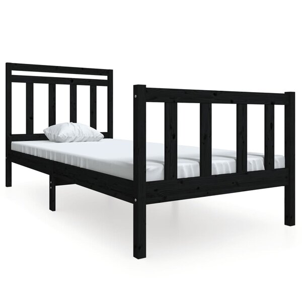 vidaXL Cadre de lit sans matelas noir bois massif 100x200 cm