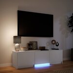 vidaXL Meuble TV avec LED Blanc 140 x 34 x 40 cm Bois d’ingénierie