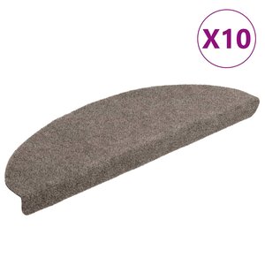 vidaXL Tapis d'escalier auto-adhésifs 10 pièces 65 x 21 x 4 cm Beige Demi-rond Grand