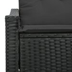 Canapé de jardin 2 places vidaXL avec rangement et coussins en poly Rattan noir